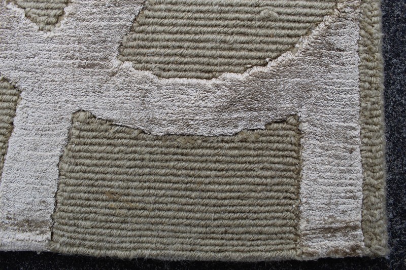 Vintage Traditional Hand Made Oriental Contemporary Wool Silk Grey Rug 61x61cm gallery