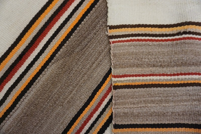 5'x6' Antique Striped Native American Flatweave Navajo Light Ivory Color Rug gallery