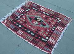 Turkish Kilim Rug 35”x44” Hand Woven Kirsehir Kilim 91x112cm