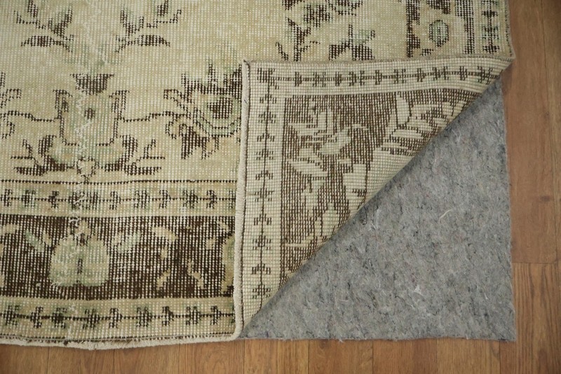 Antique-Inspired Floral Area Rug 4x7 Ft Hand-Knotted Beige Turkish Wool Carpet gallery