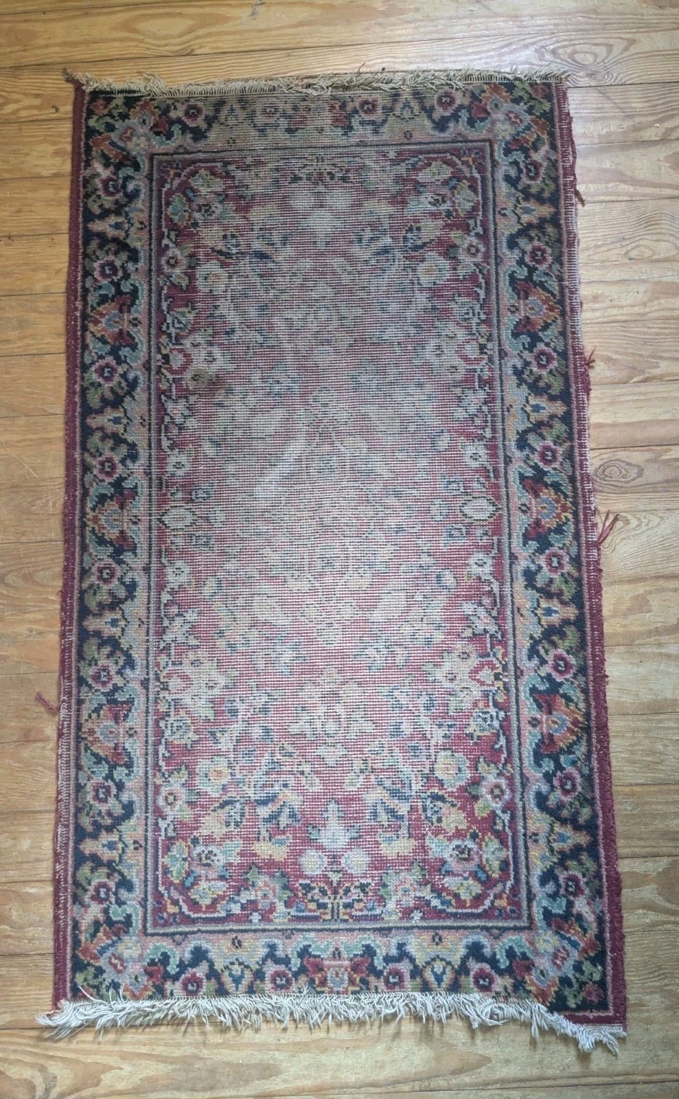 Antique Worn Imperial Karastan Wool Vintage Runner Rug Sarouk 1423 Small 2 x 4' gallery