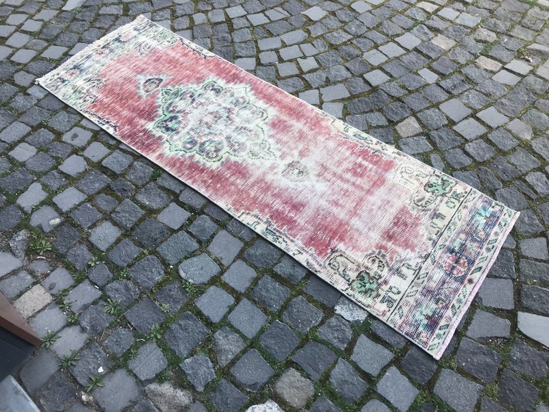 Turkish Vintage Rug Handmade Wool Rug Bohemian Runner Rug Home Rug 2,1 x 6,6 ft gallery