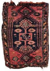 Antique Anatolian Handwoven Small Rug, Kurdish Wool Collectible Old Fragment