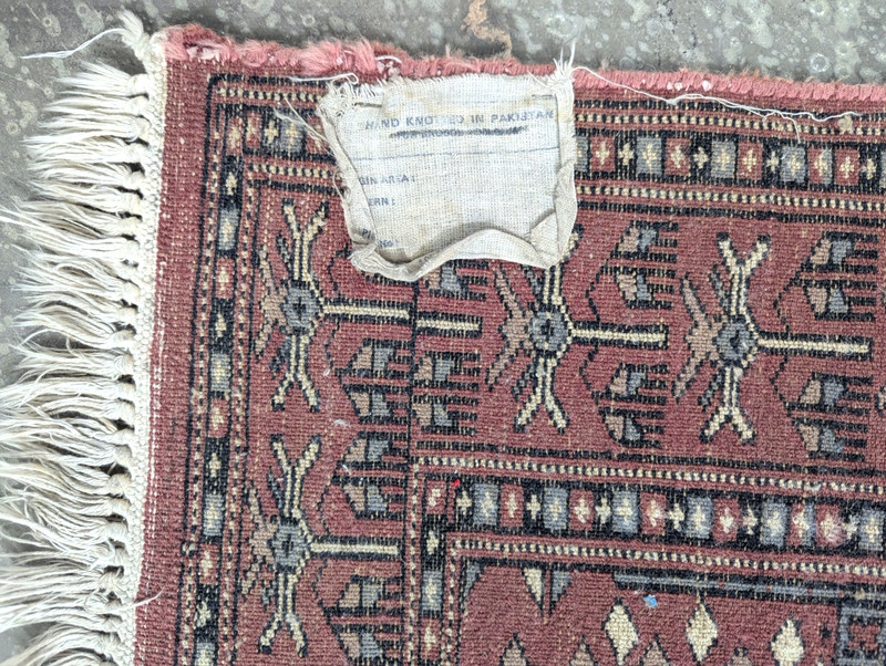 Vintage Hand Knotted Terracotta Bokhara Rug Turkmen Wool Rug Gul Motifs 4' x 2.5 gallery