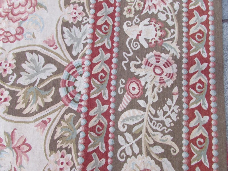 Old Hand Made French Design 14 x 10 Wool Brown Large Original Aubusson 437X310cm gallery