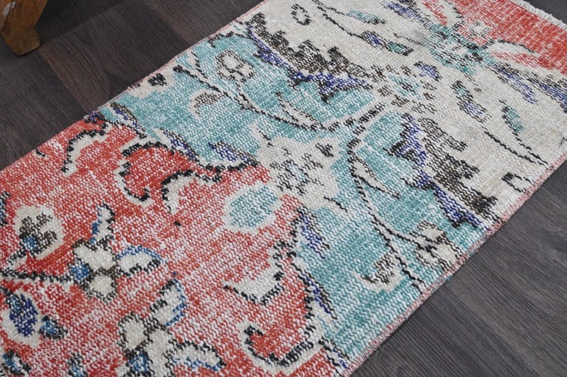 Oushak Turkish Doormat Rug 1x2 RED Anatolian Handmade Vintage Small Kilim Rug gallery