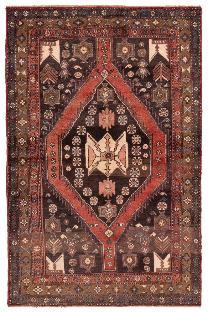 Vintage Hand-Knotted Area Rug 4'7" x 7'1" Traditional Oriental Wool Carpet