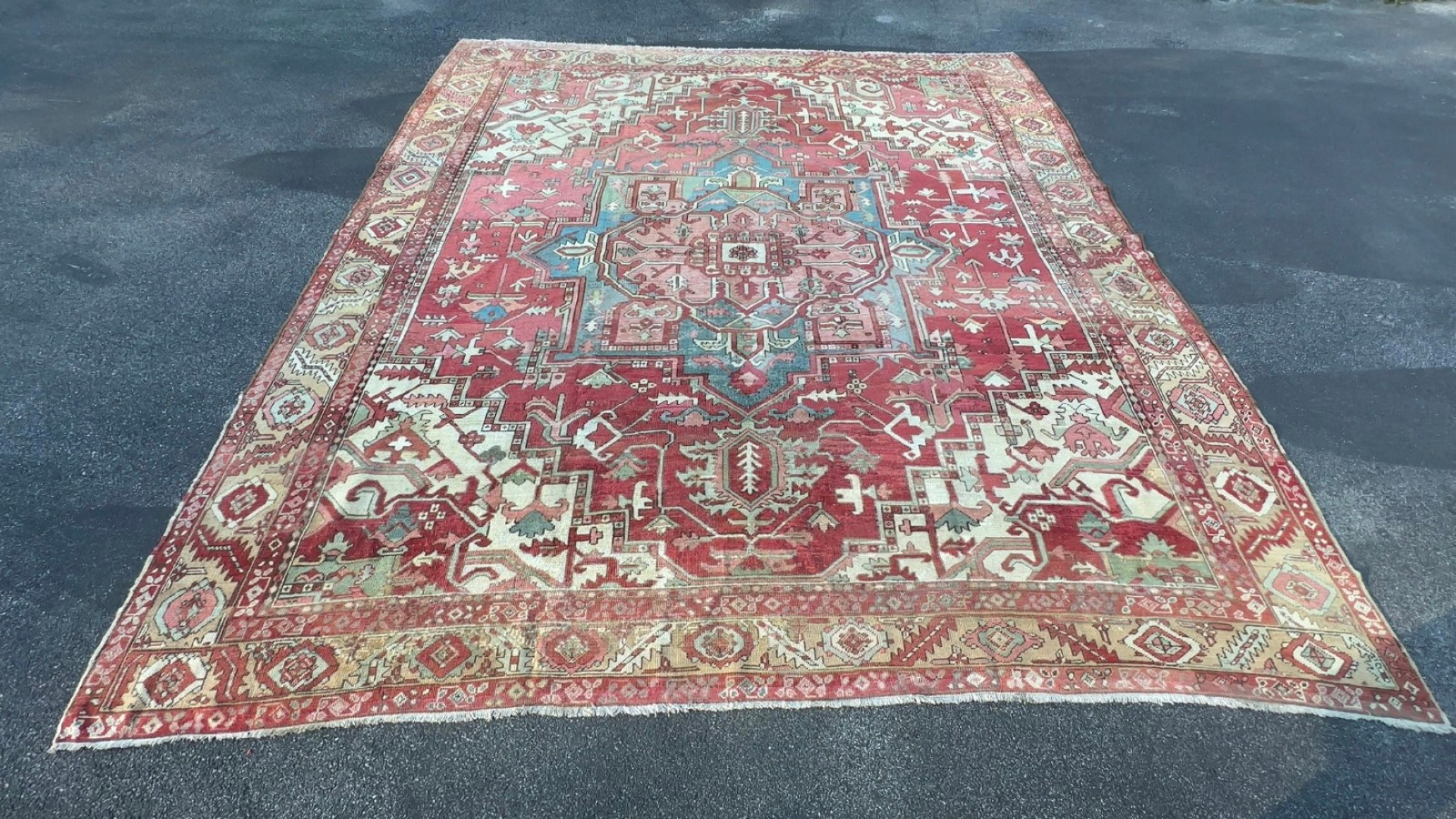 ANTIQUE HAND WOVEN KAZAK HERIZ SERAPI 11X11FT RUGS gallery