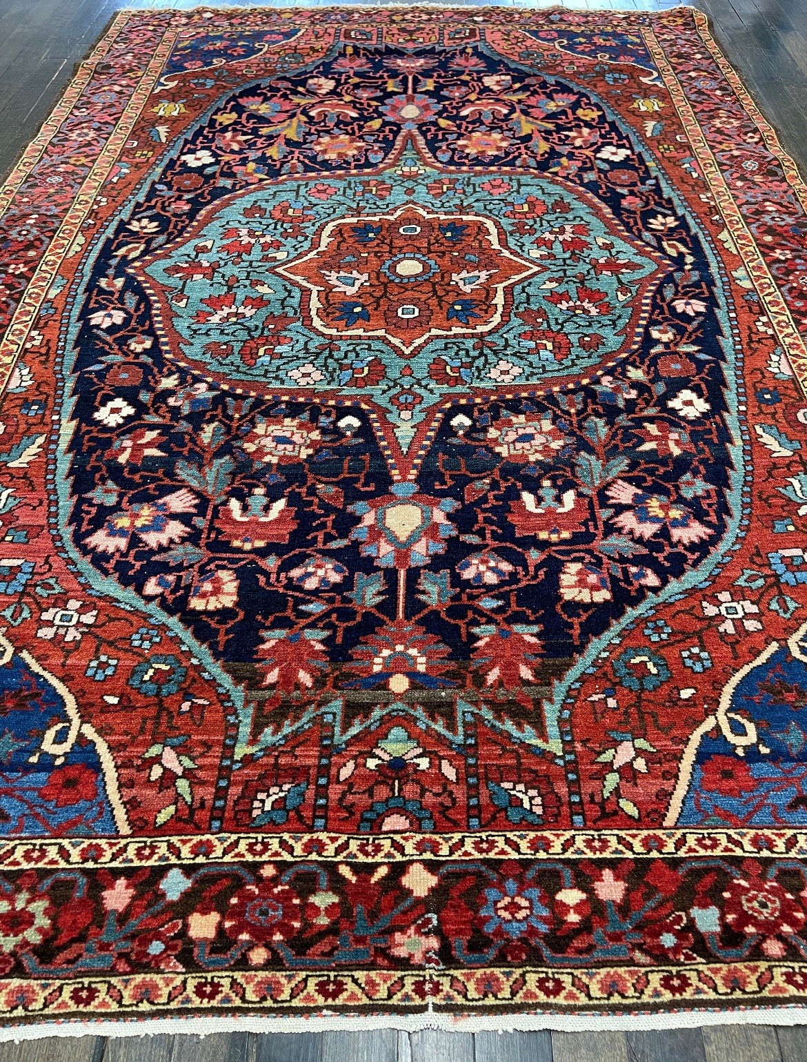 Extremely Rare And Gorgeous Kermann Rug circa 1920 Unique Color+Design 4’7x6’10” gallery