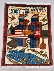 Hand Afghan Knotted War Pictorial Balouch Wool Area Rug 80×60 cm