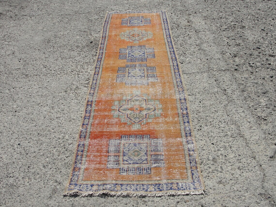 2x10 turkish runner rug, oushak runner rug, 2.9 x 10.5 ft. turkish floor rug, gallery