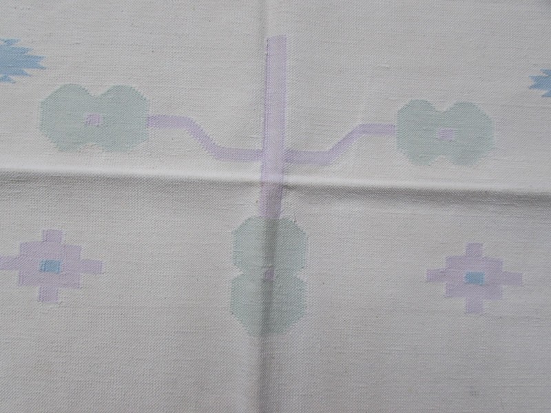 Old Traditional Hand Made Indian Dari Oriental Blue Pink Cotton Kilim 149x94cm gallery