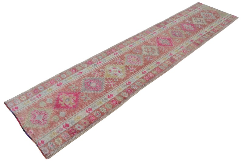 2x10 ft Runner Turkish Rug HandMade Distressed Narrow Hallway Rug actua 2.3x10.2 gallery