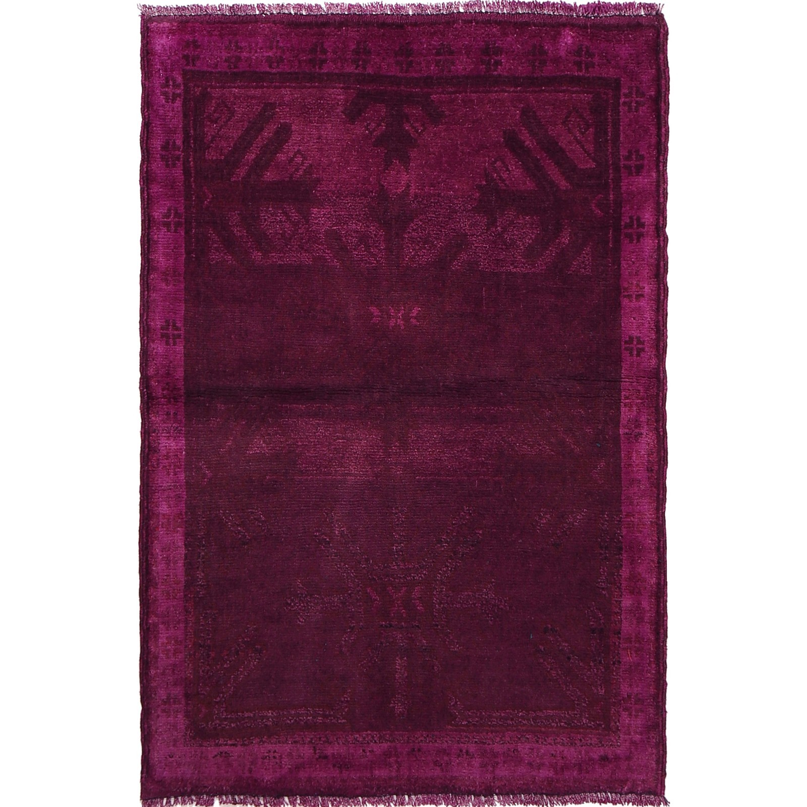 Authentic Overdyed Rug Handmade Decor Carpet 4.1x2.8 ft gallery