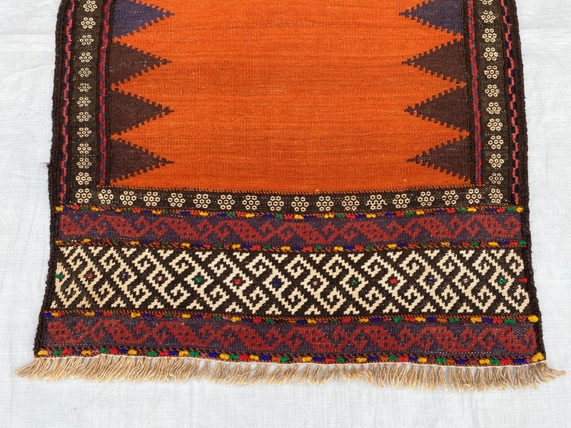 2x6 ft Handmade Vintage Afghan Sofreh Flatweave Small Hallway Turkmen Wool Kilim gallery