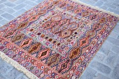 4’6 x 5’9 Fine quality handmade afghan moshvani beljik area rug, Merino wool rug
