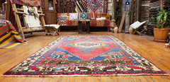 Exquisite Antique 1900-1939s Wool Pile Vibrant Natural Color Area Rug 4’10”x9’2