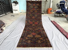 Blue Antique Afghan Runner Rug 3×10 ft Handmade Persian Style Tribal Hallway Rug