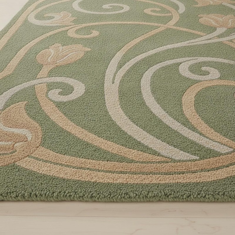 Hand-Tufted Floral Wool Area Rug Botanical Pattern Decorative Carpet for Home gallery