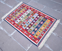 Colorful Caucasian Rug 32” x 46” Fine Quality Flat Woven Rug Area Wool Rug