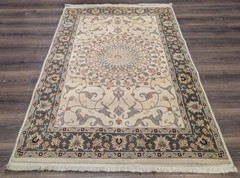 Per’sian Design Rug 4×6, Cream & Green, Medallion, Belgium Power-Loomed Rug