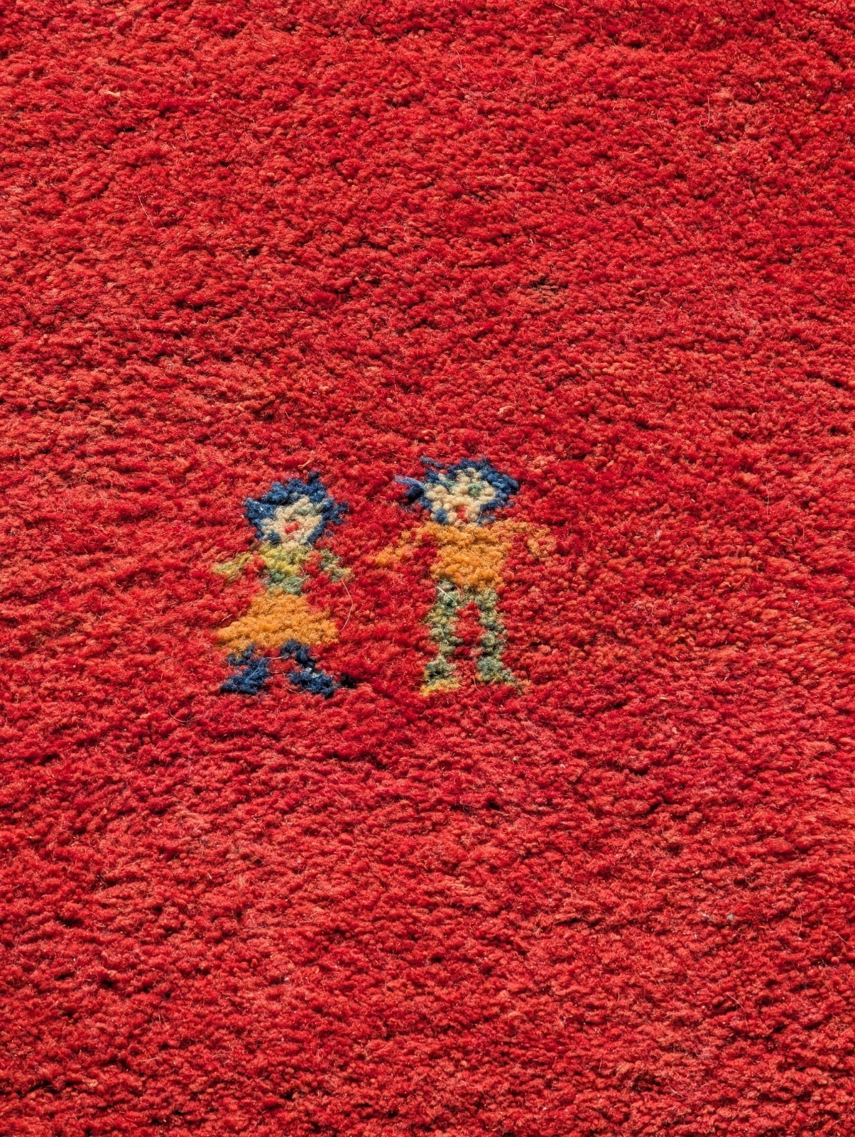 Vintage Hand-Knotted Gabbeh Rug – Minimalist Tribal Wool Rug with Figural Motifs gallery