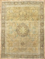 Large Semi-Antique Floral Oriental Rug Hand-Knotted Muted Colors Carpet 9×12 Ft