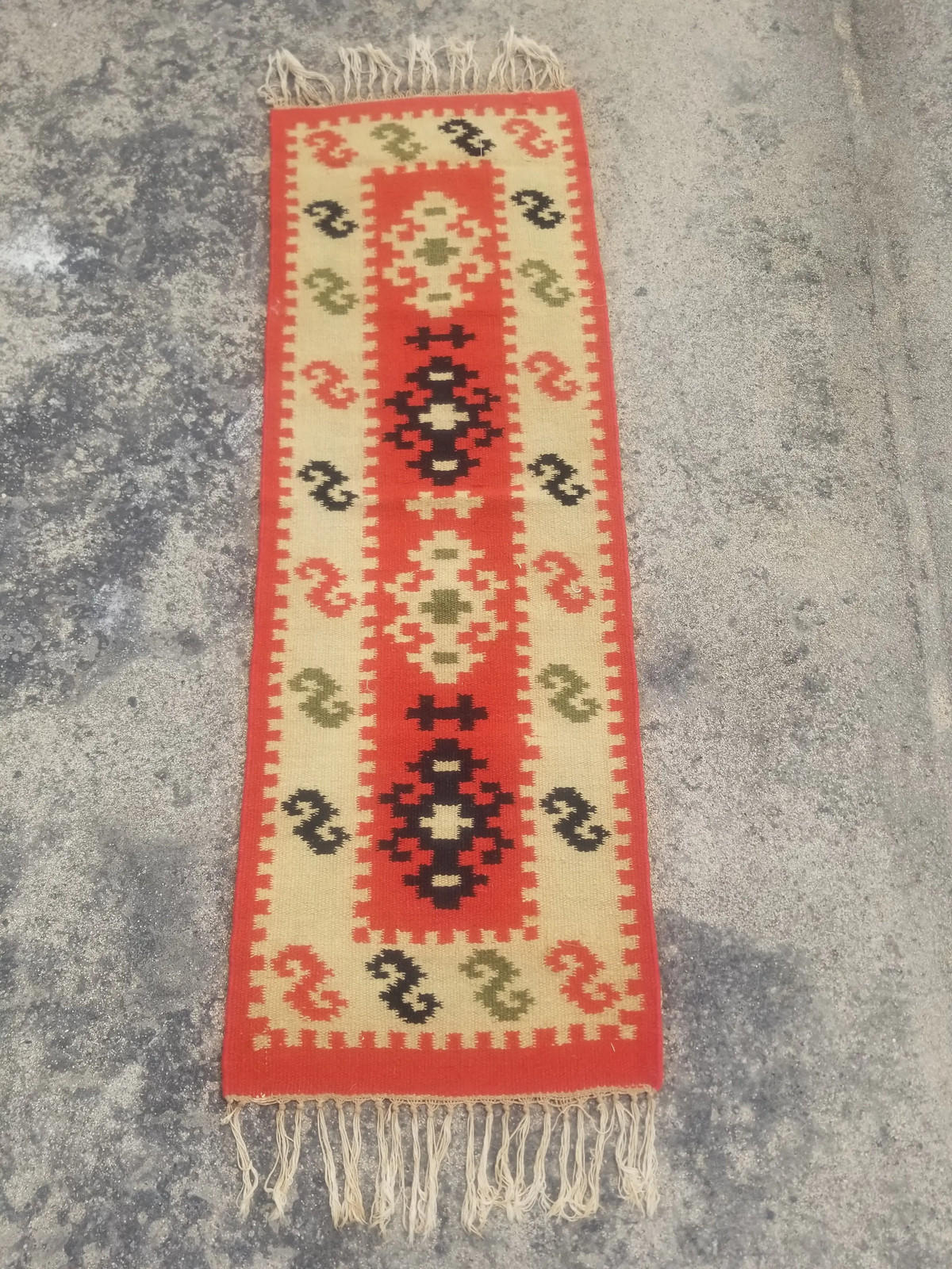Fine Vintage Traditional Handmade Turkish Wool Multicolor Kilim 3.9x1.3 ft gallery