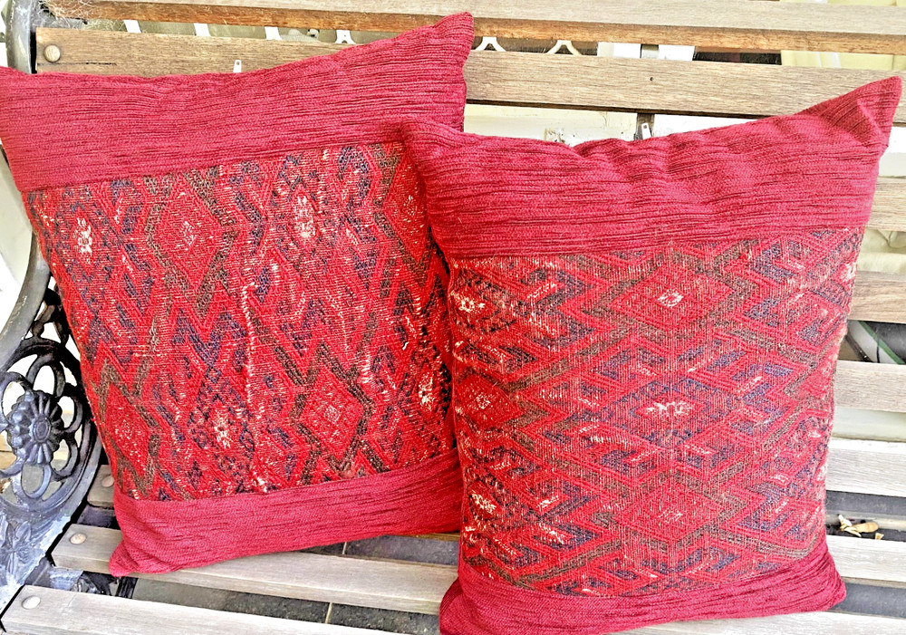 Turkman Cushions Made from Antique (1920)Tribal Turkman Kilim