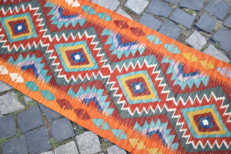 Afghan Rug 22'' x 61'' Home Decor Kitchen Runner Rug Flat Woven Wool Hallway Rug gallery