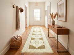 Extra Long Turkish Oushak Runner 3×17 Hand-Knotted Wool Japandi Neutral Hallway