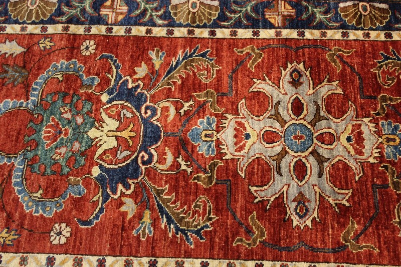 PRICE MARKED DOWN 19 ft. long Hall Runner Handmade TOP QUALITY Wool. Rust, blue, gallery