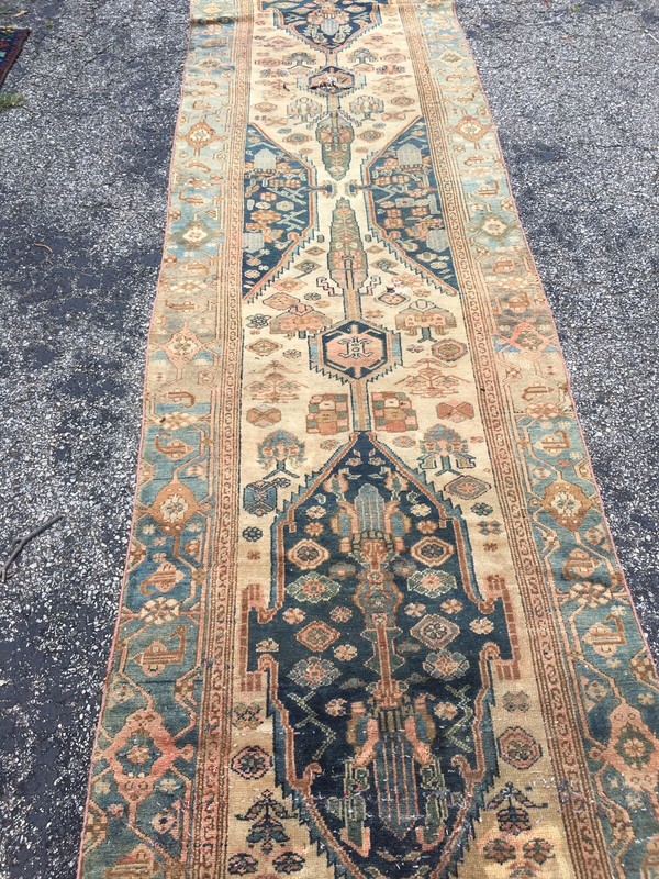 Antique Oriental Rug - 3x16 handmade - wool gallery
