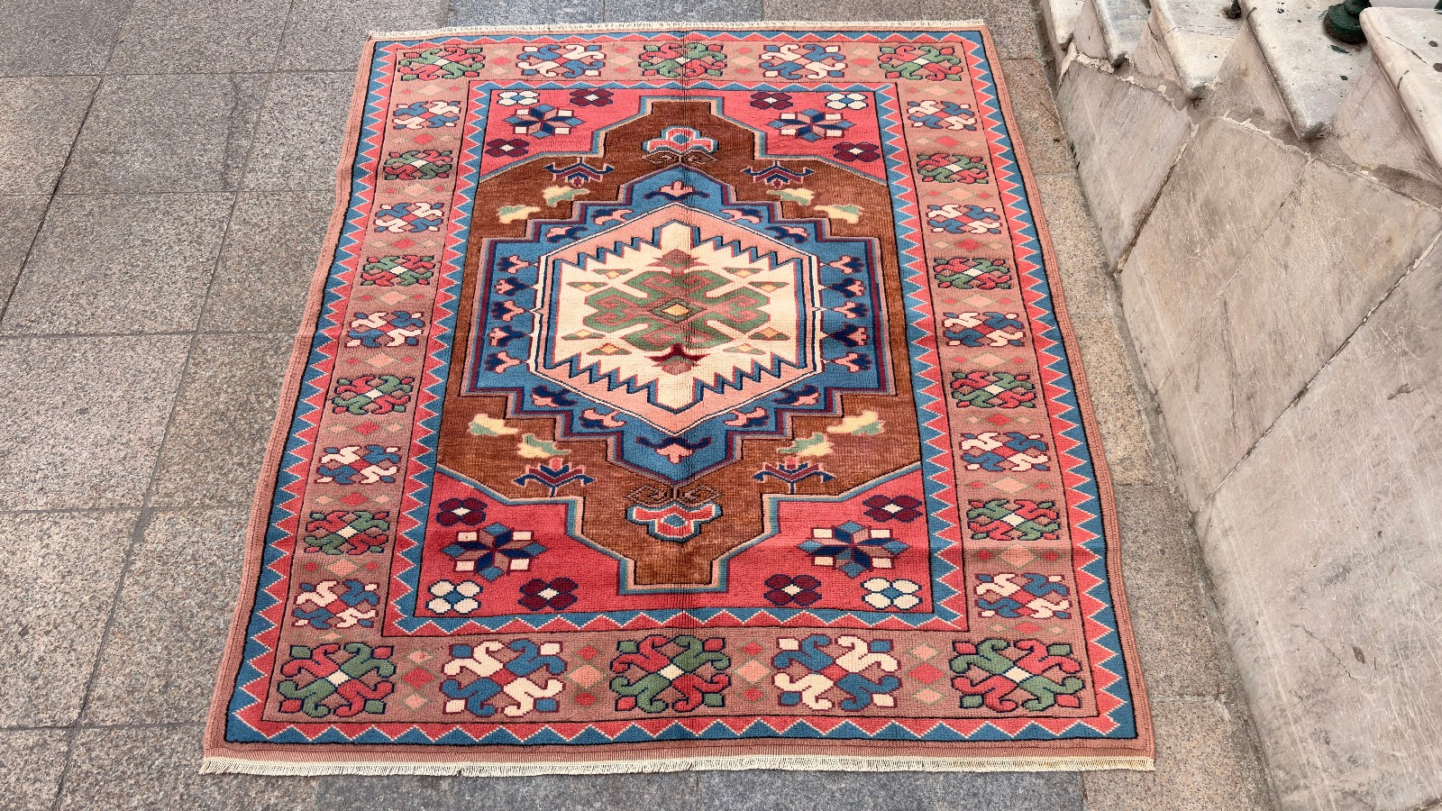 5'2'' X 6'2'' Vintage Carpet Natural Village Rug Handmade Rug.SKU:IM1767 gallery