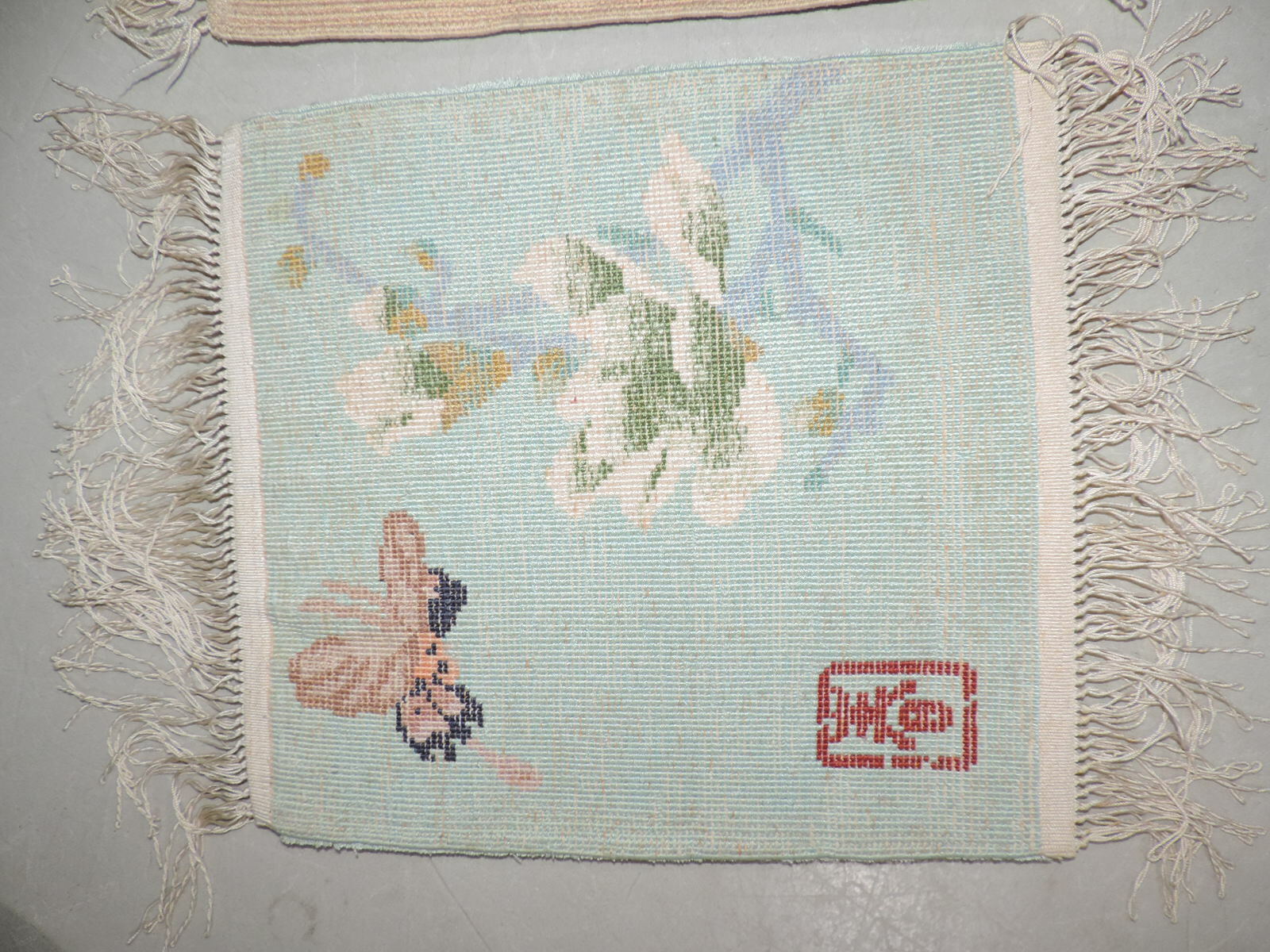 Small Mint Green Silk Pictorial Chinese Rug gallery