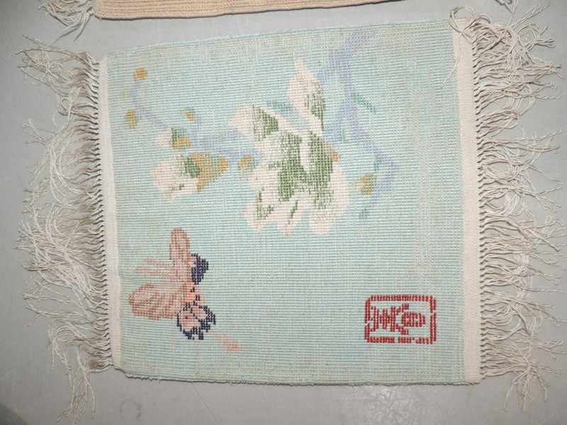 Small Mint Green Silk Pictorial Chinese Rug gallery