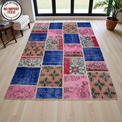 Hand Made Turkish Rug, Patchwork Rug, Colorful Living Room decor 5×7 ft Approx