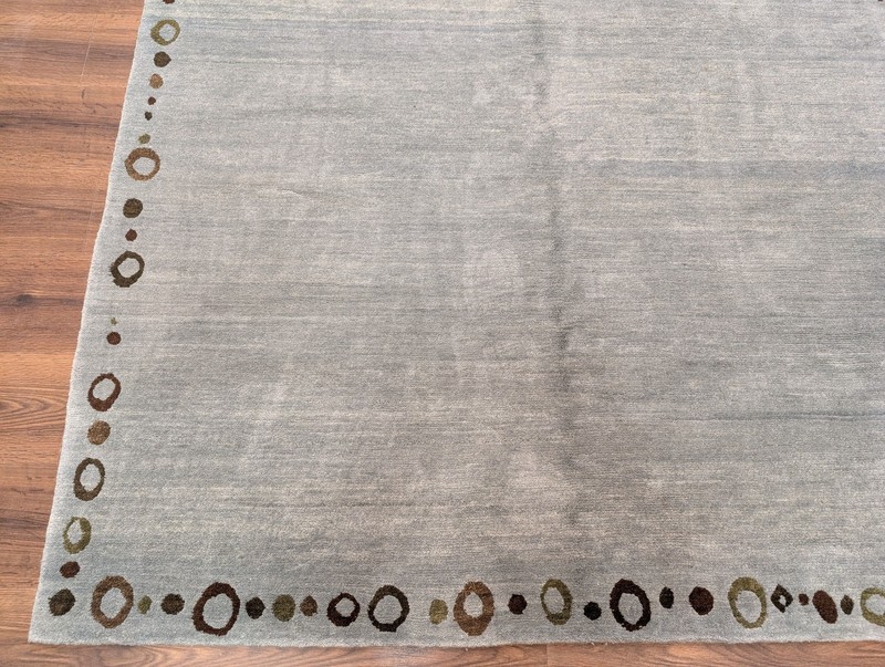 Tufenkian Rug 5x8, Modern Contemporary Tibetan Wool Carpet, Handmade, Light Teal gallery