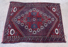 Vintage Hand Knotted Wool Oriental Rug Tribal Red Multicolor Geometric Carpet