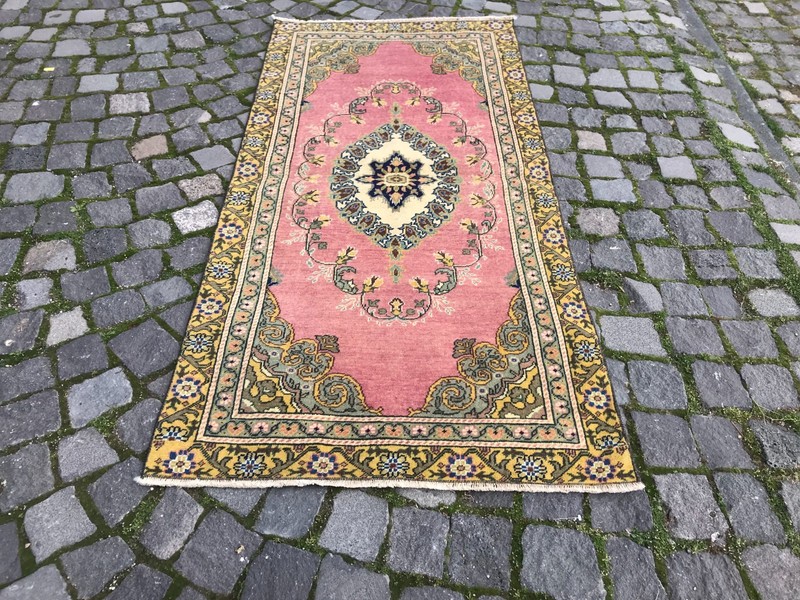 Bohemian Area Rug Handmade Wool Rug Turkish Vintage Traditional Rug 2,6 x 5,5 ft gallery