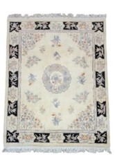 VINTAGE Hand Knotted ART DECO CHINESE RUG 7ft 7″ By 10ft Beige Background