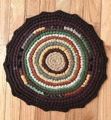 Antique Vintage Americana Rag Rug Circle Rustic Grannycore Farmhouse