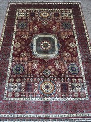 Afghan Mamluk Wool Rug 6×8 Ft Fine Quality Hand Knotted Geometric Area Carpet