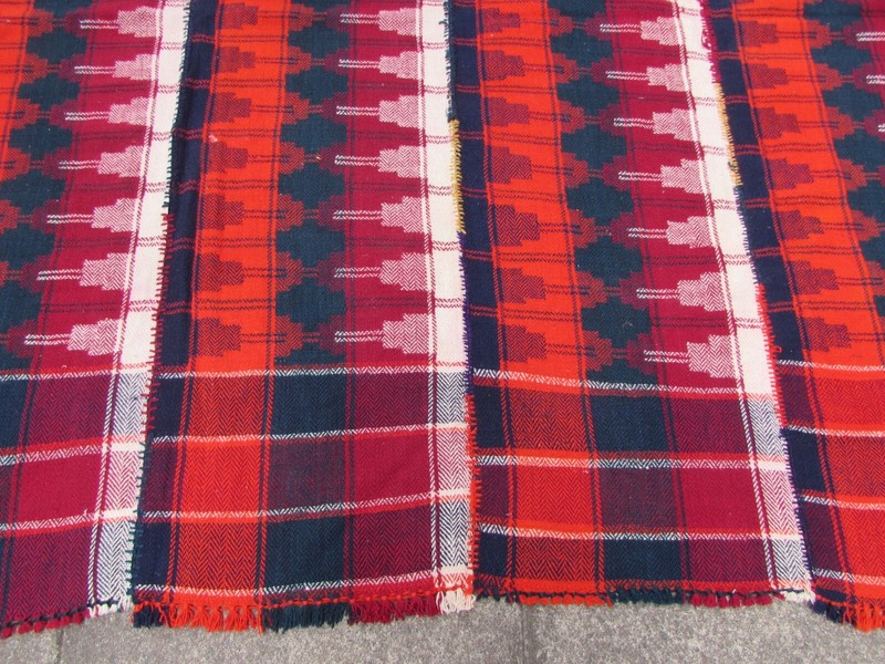 Vintage Tribal Nomadic Hand Made Oriental Red White Wool MOJJ Kilim 198x179cm gallery