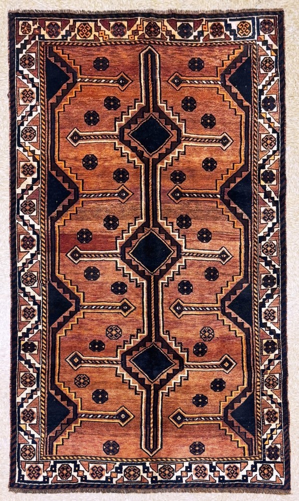 Vintage Qashqai Oriental Hand Knotted Wool Tribal Rust Area Rug 5x10 Geometric