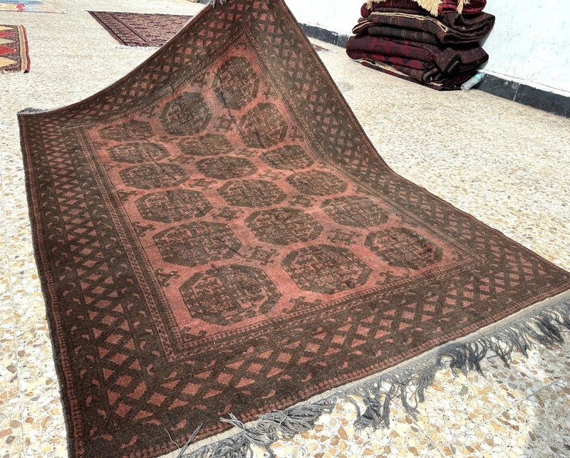 Pink Terracotta Antique Afghan Area Rug 6x9 Faded Neutral Turkmen Nomadic Carpet gallery