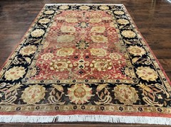 Indian Agra Rug 6×9, Allover Pattern, Traditional Wool Oriental Carpet