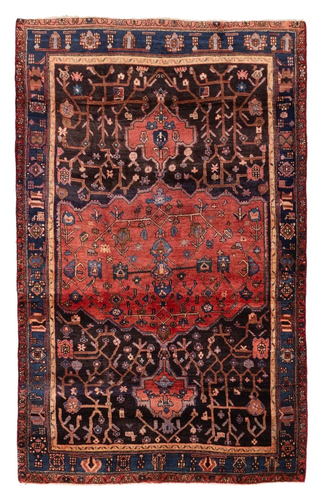 Vintage Hand-Knotted Area Rug 4'6" x 7'5" Traditional Oriental Wool Carpet