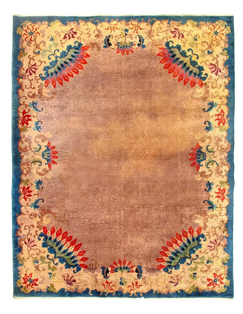 Light brown Antique Chinese Art Deco Rug 9'x 12'
