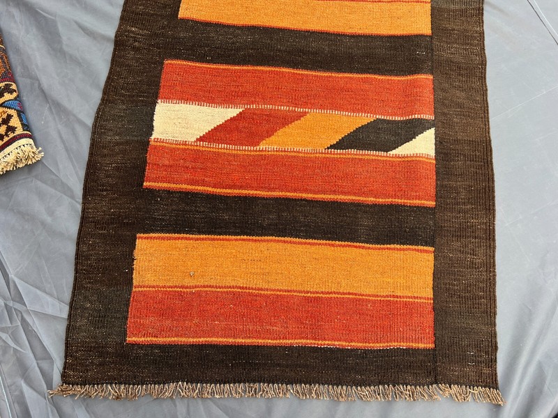 2'7x13'4 ft Afghan Kilim Runner Rug – Handwoven Wool Modern Tribal 14ft Long Rug gallery